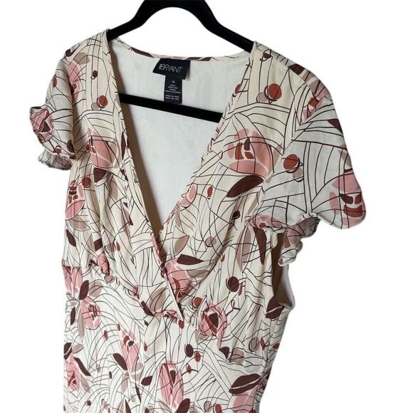 Lane Bryant M Floral  Plus Size Silk Midi Dress Ruffle Fairy Y2K Etherial 18 - Picture 3 of 7